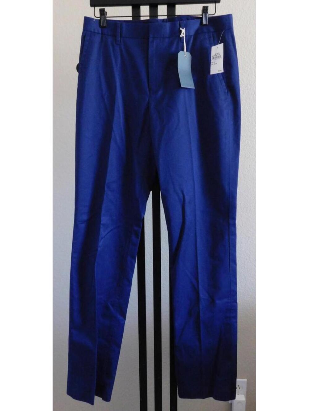 Bonobos Dress Pants Mens 32x35 Blue Cotton Flat Front NWT $98 Straight Leg